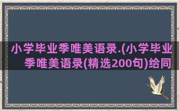 小学毕业季唯美语录.(小学毕业季唯美语录(精选200句)给同学)