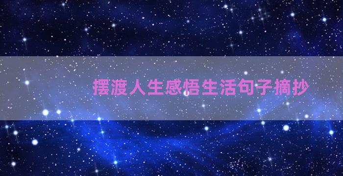 摆渡人生感悟生活句子摘抄