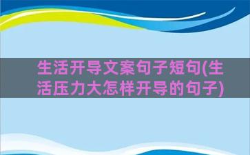 生活开导文案句子短句(生活压力大怎样开导的句子)